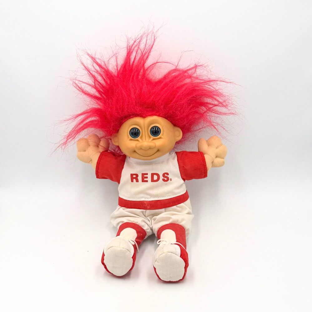 Vintage Russ Cincinnati Reds MLB Troll Doll 12" Baseball Red Hair Plush Toy
